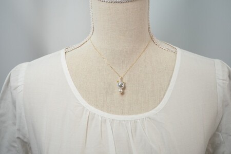 K18 南洋真珠・あこや真珠　アニマル【ぶた】モチーフペンダント　AB11P
