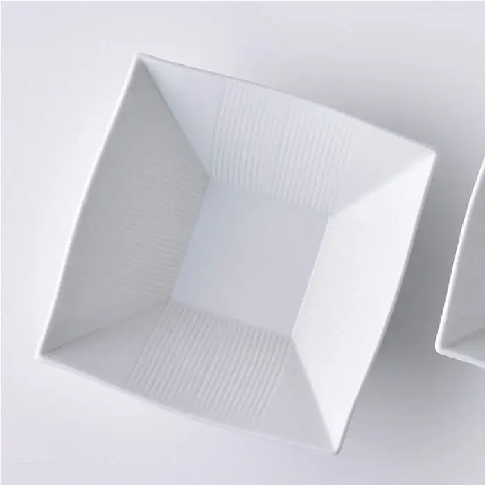 【波佐見焼】白磁手彫 角小鉢 2点セット2 食器 皿 【一真陶苑】 [BB38]  波佐見焼