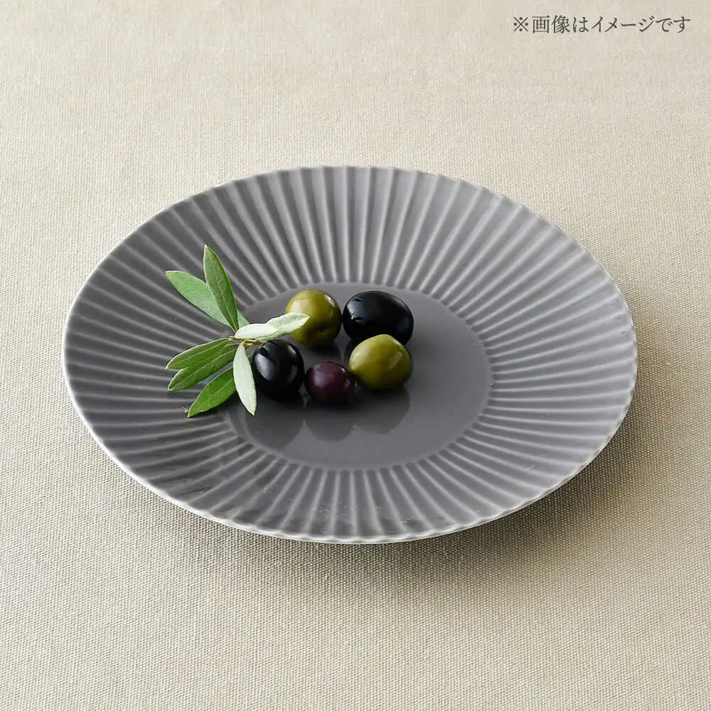 【波佐見焼】しのぎ 大皿 プレート 5枚セット(グレー) 食器 皿 【一龍陶苑】 [CC16]  波佐見焼