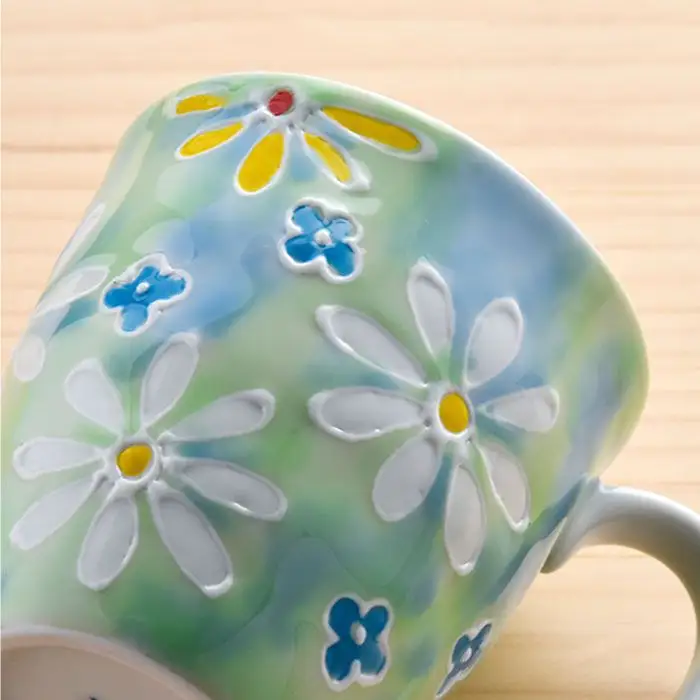 【波佐見焼】コスモス小花 茶碗 マグカップ ピンク・グリーン 2色セット 食器 皿 【大新窯】 [DC22]  波佐見焼