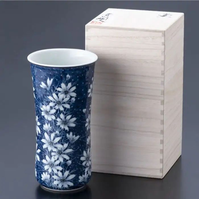 【波佐見焼】『2019年 現代の名工受賞！』染付 花器 花瓶 (コスモス)【青以窯】 [HD01]  波佐見焼