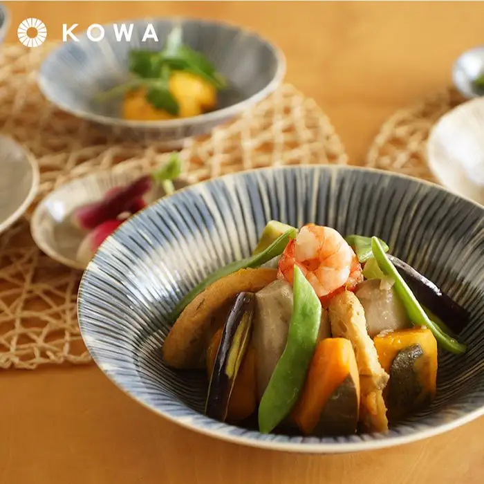 【波佐見焼】十草彫り（とくさぼり） 大鉢 ・ 小鉢 4点セット （青・茶） 食器 皿 【光和陶器】 [SC10]  波佐見焼