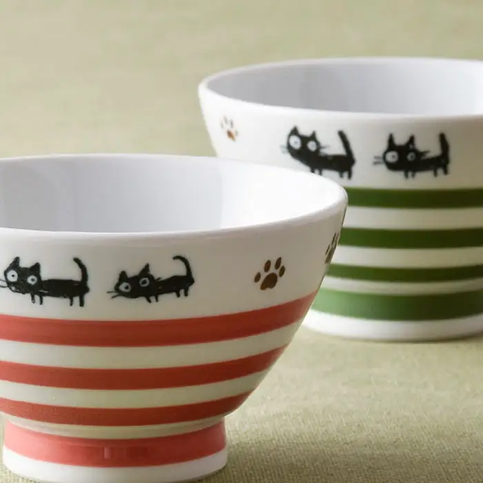 【波佐見焼】ボーダーキャット くらわんか 茶碗・カップ 各3色 計6点セット 食器 皿 【新生和】 [DE13] 波佐見焼