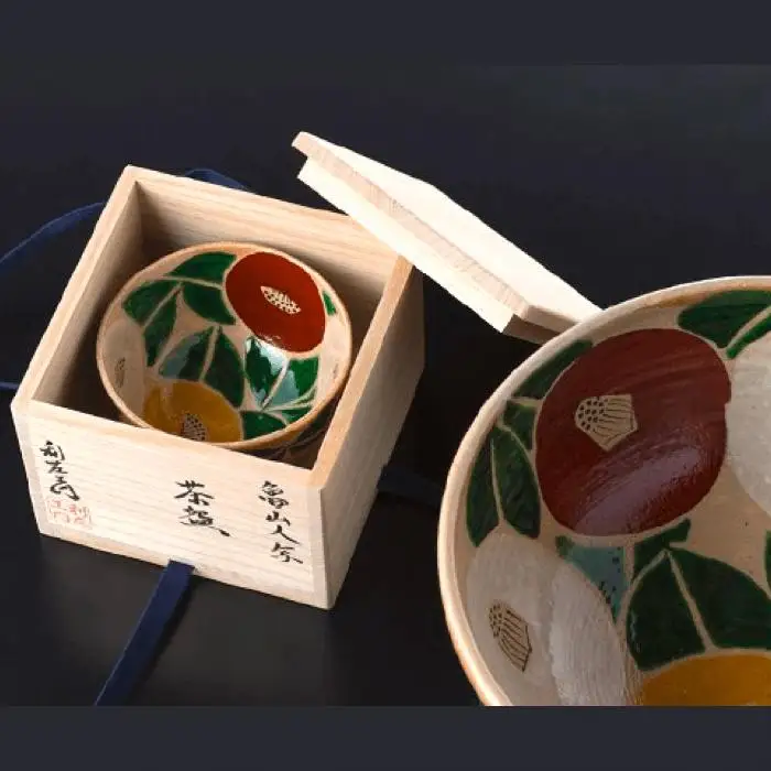 【波佐見焼】魯山人写椿 大鉢 /抹 茶碗 セット（桐箱入） どんぶり ボウル 食器 皿 【利左エ門窯】 [QB01]  波佐見焼