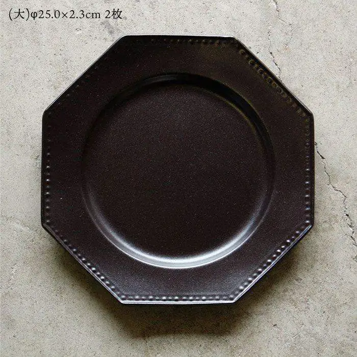 【波佐見焼】黒釉薬オクトゴナル長皿・皿（大/小）各2枚 大皿 小皿 取り皿 食器 皿 【吉田健宗】 [RB03] 波佐見焼