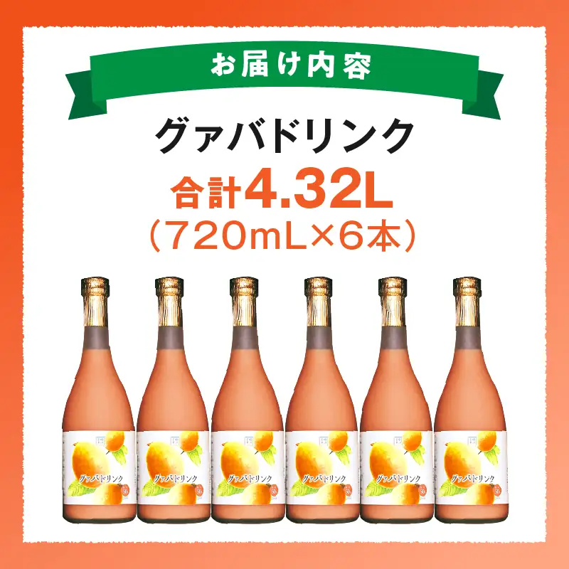 驚きの果実感！グァバドリンク(720ml×6本) 飲み物 ドリンク_K021-006
