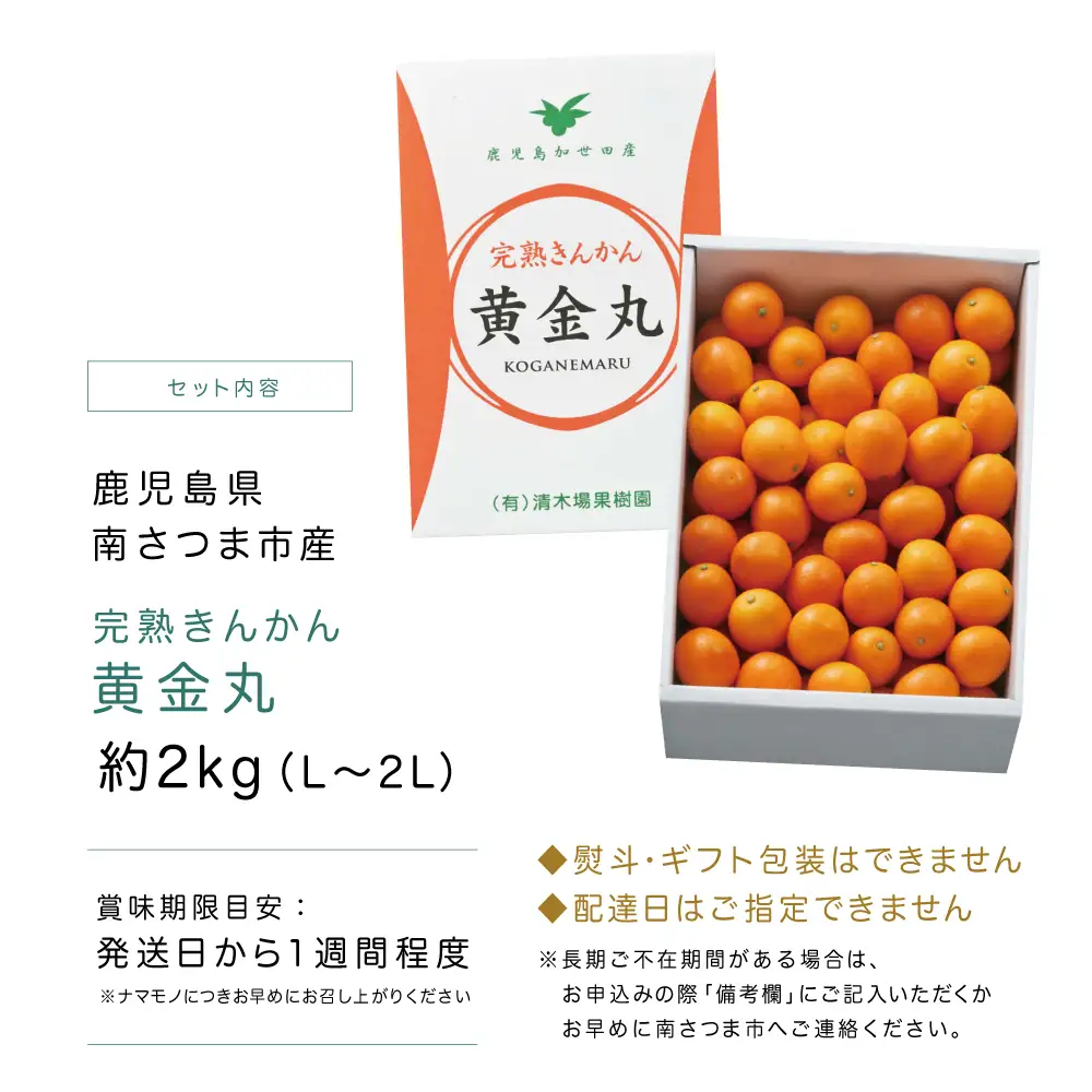 完熟 金柑 黄金丸 約2kg（L～2L） 果物 フルーツ