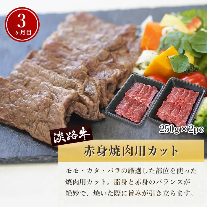 【定期便3ヶ月】淡路牛 赤身肉の定期便