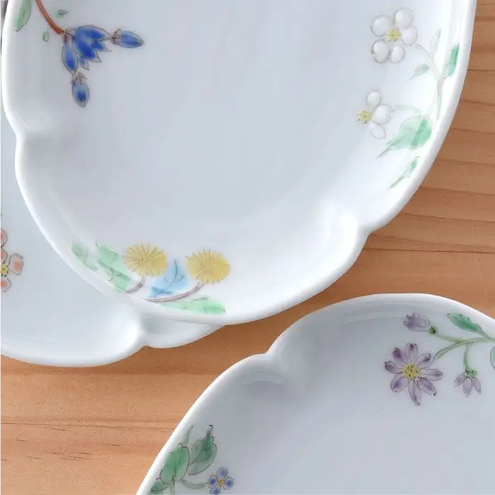 【波佐見焼】小花紋木瓜型 小皿 3枚組 食器 皿 【藍水】 [GB25]  波佐見焼