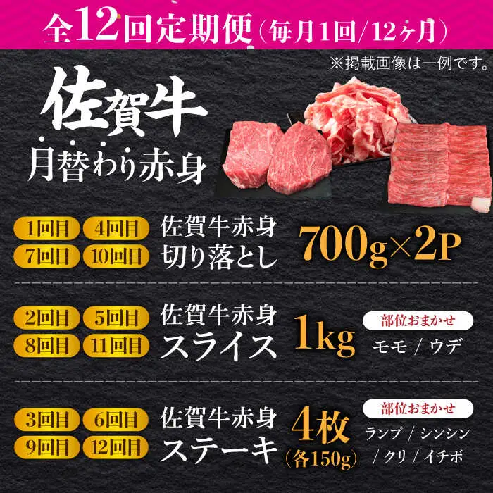 【全12回定期便】A4 A5 佐賀牛赤身 計12kg 黒毛和牛[FAY021]