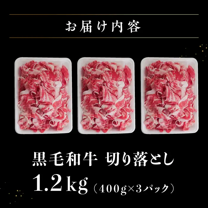牛肉切り落とし 黒毛和牛 計1.2kg 牛肉切り落とし IAX003