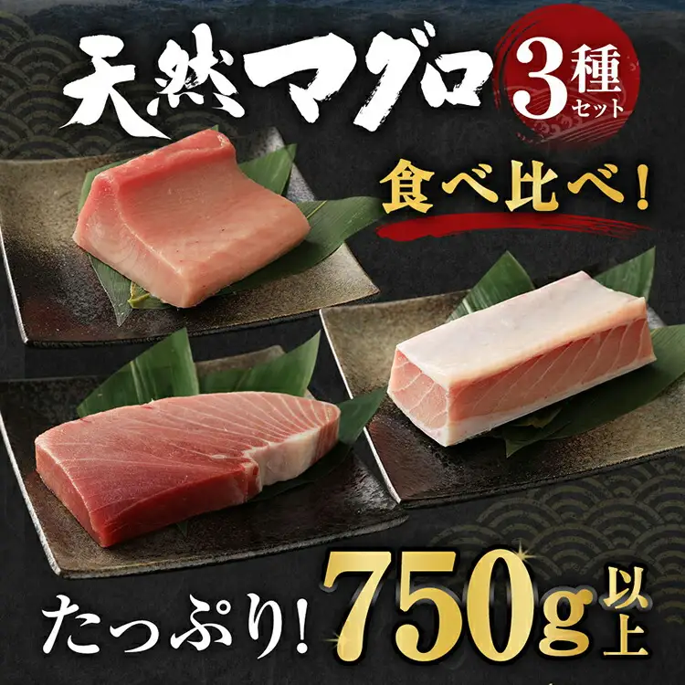 天然マグロ 3種 約750g 【まぐろ】ge002