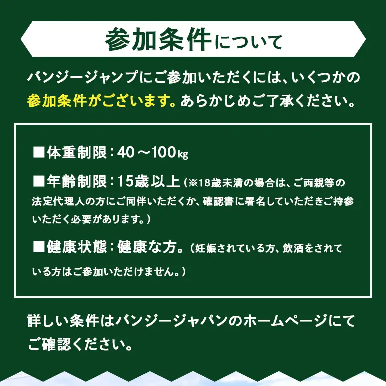 【高さ215ｍ】日本一のバンジージャンプ「岐阜バンジー」6,000円割引券