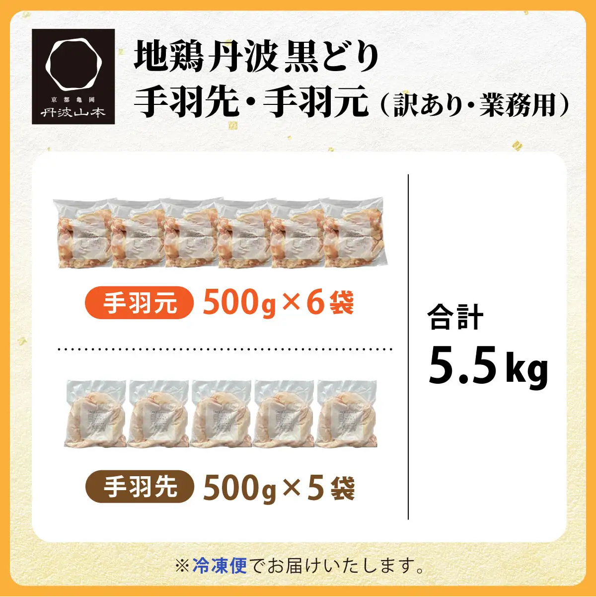鶏肉 地鶏丹波黒どり 手羽先 手羽元 計5.5kg 訳あり鶏肉