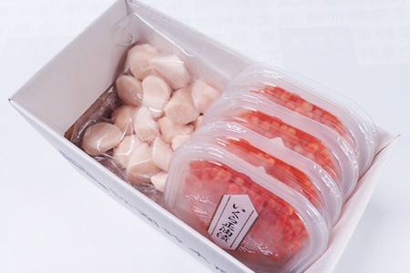 いくら醤油漬け(鮭卵)70g×4P、刺身用ほたて貝柱200g B-11037