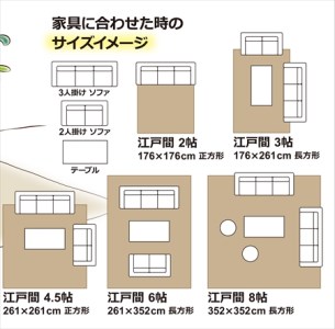 日本製 カーペット 正方形 4.5帖 約261×261cm ブルー 1枚 600016245型 [3826]
