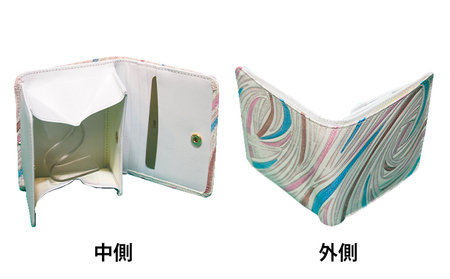 財布 姫路革細工 BOX小銭入付札入 民芸品 財布 花・ピンク