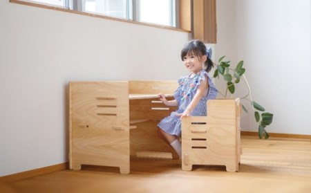 Baum Series 国産ヒノキ合板製 子供用デスクチェア＆シートクッションセット（クリア塗装） 【 デスクチェア 】
