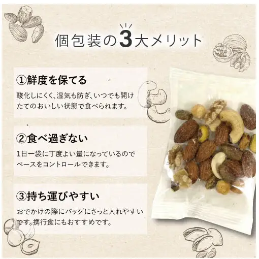 ミックスナッツ 塩味 5種 30ｇ45袋 ミックスナッツ