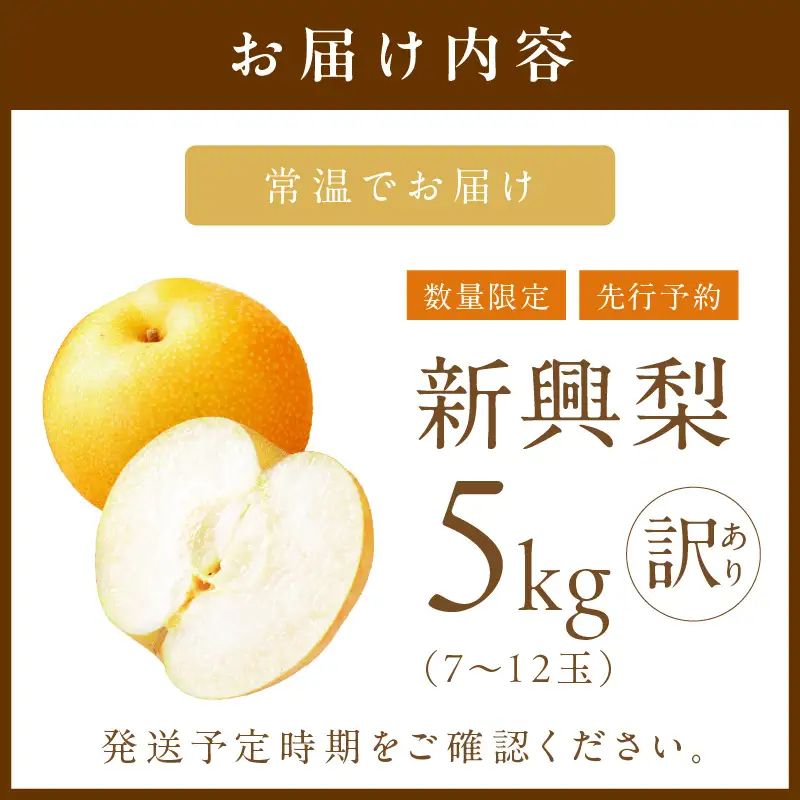 フルーツ 梨【先行予約／数量限定700】新興梨（訳あり） 5kg （7～12玉）（2026年9月下旬～発送）(赤梨 梨 ナシ 梨 梨 梨)