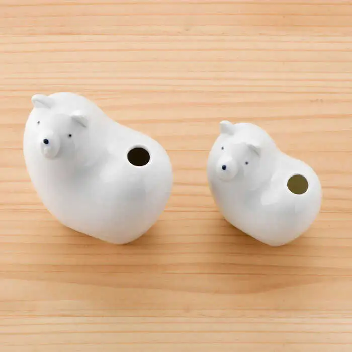【波佐見焼】 一輪挿し ・犬大小（白釉・つや有り） インテリア 陶器 雑貨 【アトリエやま】 [RE12]  波佐見焼