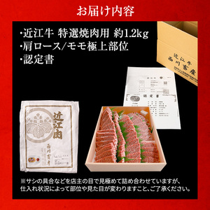 【最短1週間発送】近江牛 特選 焼肉 約1.2kg A5 雌牛 西川畜産 牛肉 黒毛和牛 焼き肉 焼肉用 バーベキュー 肉 お肉 牛 和牛 サーロインステーキ ブランド牛