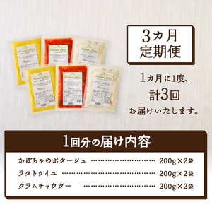 【3ヶ月定期便】 化学調味料無添加スープ6食セット〈レトルト〉