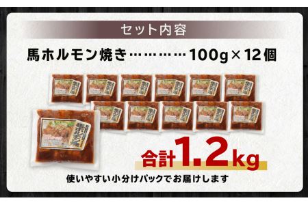 馬かぁホルモン焼き 100g×12個 計1.2kg ホルモン