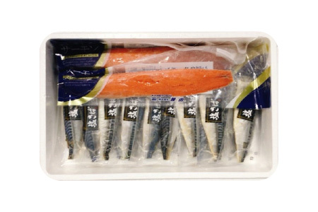 お刺身トラウトサーモン1.5kg、塩さばフィレ1枚×20P C-09021