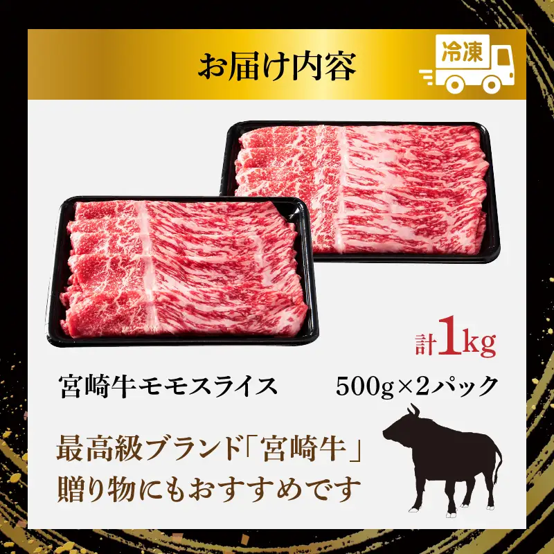 宮崎牛モモスライス(すき焼き用)計1kg 肉 牛 牛肉 焼肉 国産 _T009-0045