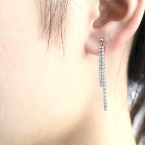 テニスチェーンピアス【flow thread】 プラチナ・0.80ct　TE-1049