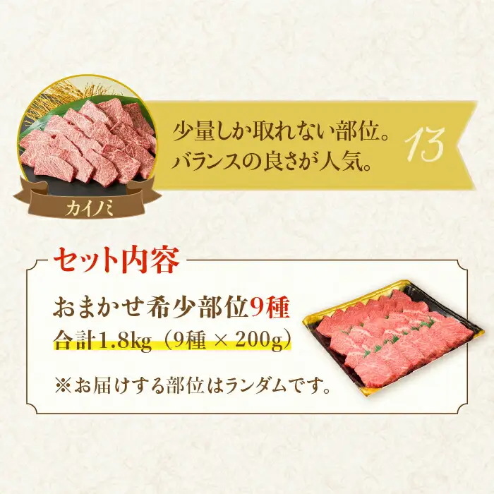 佐賀牛希少部位 おまかせ9種堪能セット1800g 合計1.8kg （9種×200g）焼肉 セット [FAY042]