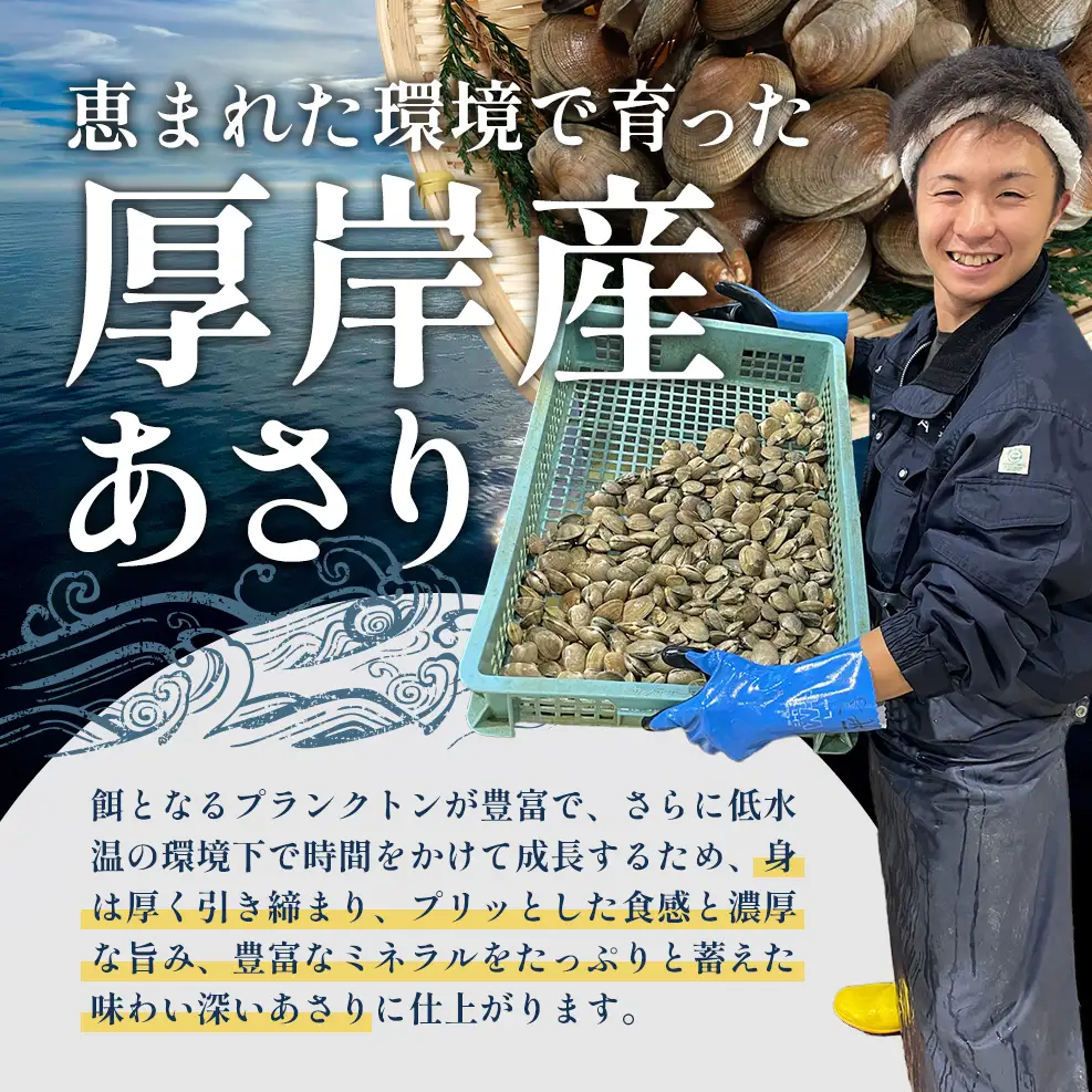 あさり 北海道 厚岸産 砂出し済み 2kg (500g×4) 冷蔵 アサリ