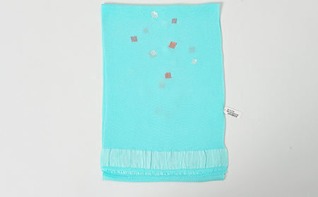 帯揚げ　水色に源氏香の刺繍 和装 民芸品 工芸品 伝統技術 篠原縫製