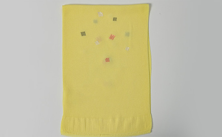 帯揚げ　黄色に源氏香の刺繍 和装 民芸品 工芸品 伝統技術 篠原縫製
