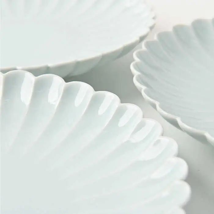 【波佐見焼】菊彫 青白釉 7寸皿 プレート 5枚セット 食器 皿 【福田陶器店】 [PA209]  波佐見焼