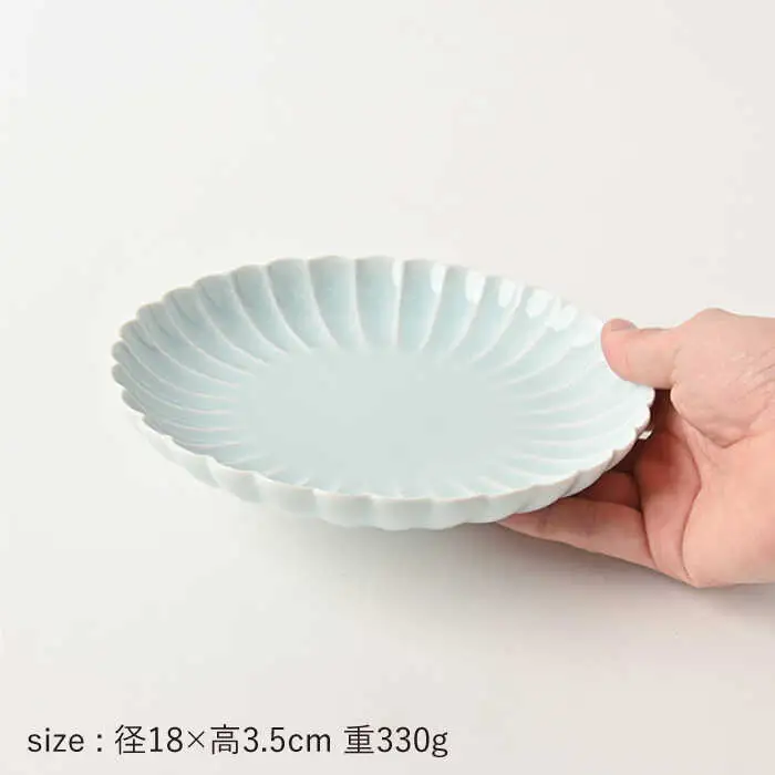 【波佐見焼】菊彫 青白釉 6寸皿 プレート 5枚セット 食器 皿 【福田陶器店】 [PA211]  波佐見焼