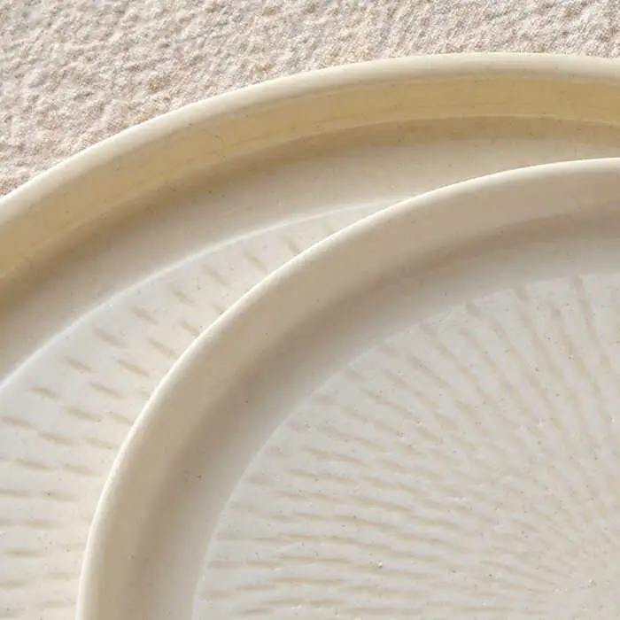 【波佐見焼】白刷毛飛び鉋 プレート M・L 2枚セット 食器 取り皿 陶器【利左エ門窯】 [QB43]  波佐見焼