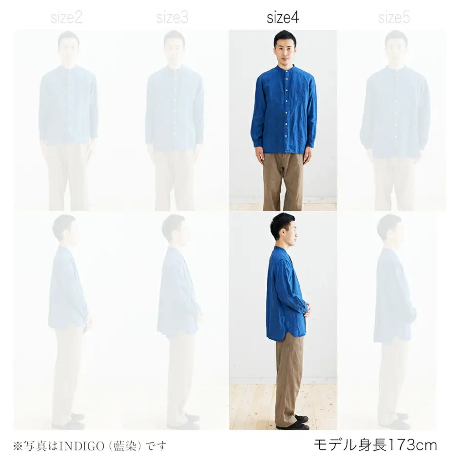 手染めリネン切替シャツ サイズ 4 LIGHT GRAY（薄墨染）　AO028