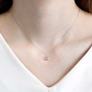 ダンシングストーンダイヤペンダント(ネックレス)【petit mine】10金ホワイトゴールド・0.05ct　D10-0016
