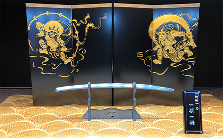 風神雷神図屏風（黒・金） 民芸品 工芸品 伝統技術 