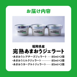 【ICHIGOYA】福岡県産 完熟あまおう ジェラート(アイス) 3種×2個(計6個) レアチーズ！ミルク！ヨーグルト！_ICHIGOYA 福岡県産 完熟 あまおう ジェラート アイス 3種 × 2個 計 6個 レアチーズ ミルク ヨーグルト セット デザート カップアイス アイスクリーム 冷凍 お取り寄せ お取り寄せスイーツ 福岡県 久留米市 送料無料 〔Dw016〕