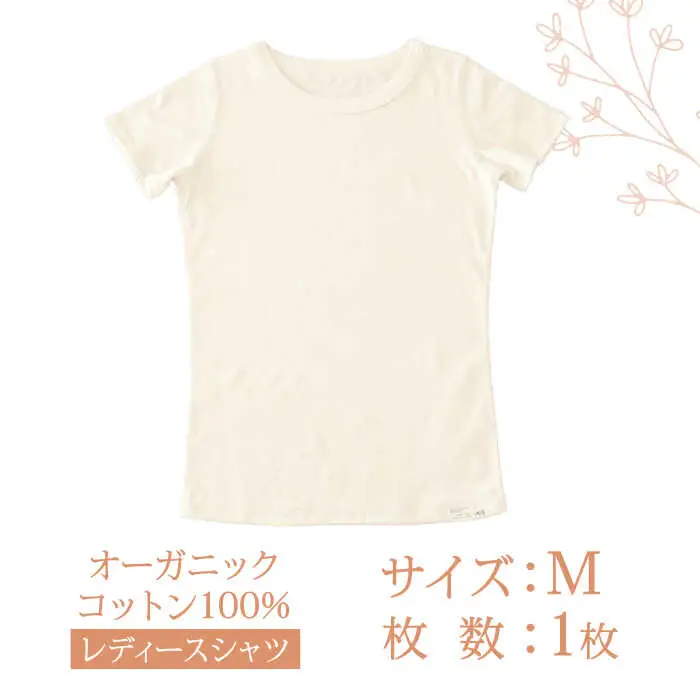 【日本アトピー協会推薦品】オーガニックコットンTシャツ（レディース / Mサイズ） / Tシャツ メンズ 綿 オーガニック 服 肌着 生成り 半袖 / 諫早市 /  株式会社美泉 / 諫早市 / 株式会社美泉 [AHAP016]