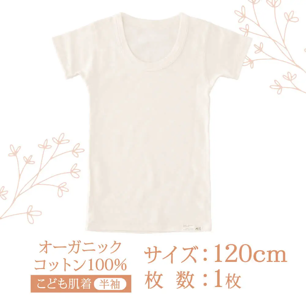 オーガニックコットンこども肌着半袖(120cmサイズ)・日本アトピー協会推薦品 / シャツ 新生児用 赤ちゃん 綿 コットン / 諫早市 / 株式会社美泉 [AHAP023]