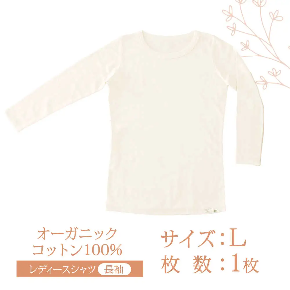 オーガニックコットン 長袖 Tシャツ (レディースLサイズ) 日本アトピー協会推薦品 / Tシャツ 長袖 綿 コットン オーガニック おーがにっくこっとん 天然素材 / 諫早市 / 株式会社美泉 [AHAP005]