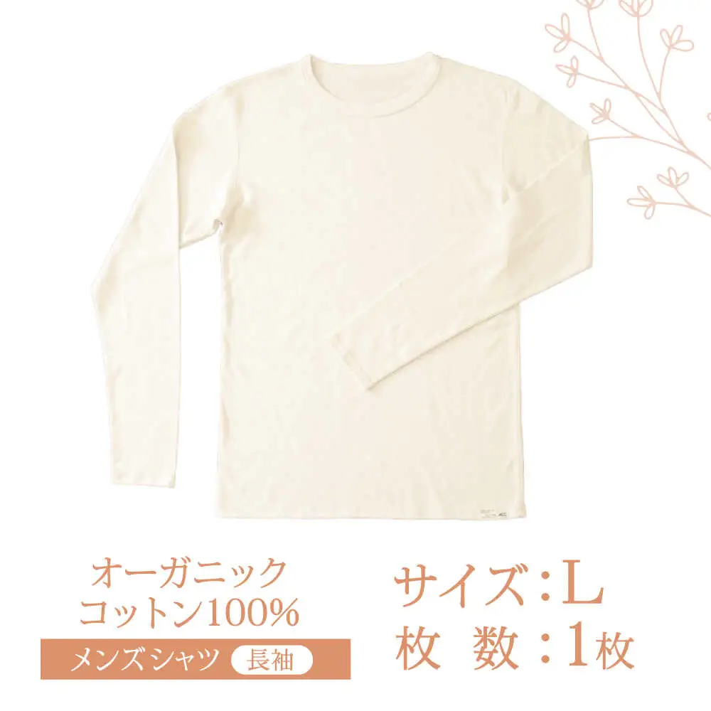 オーガニックコットンTシャツ長袖メンズ(Lサイズ)・日本アトピー協会推薦品 / Tシャツ 綿 コットン メンズ オーガニックコットン / 諫早市 / 株式会社美泉 [AHAP002]