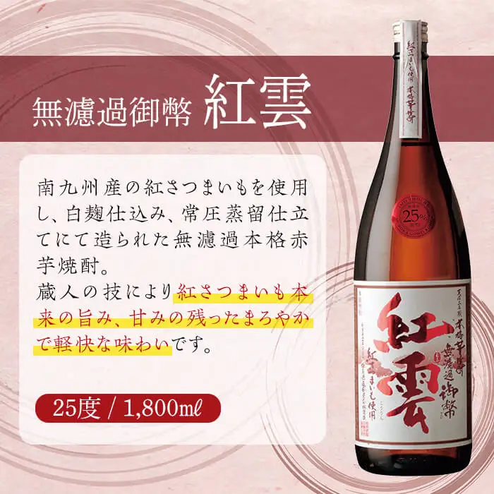 無濾過御幣 紅雲 25度(1,800ml×2本)【HM022】【姫泉酒造合資会社】