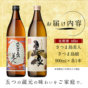 本格焼酎　さつま島美人・島娘セット（900mlの2本入り）定期便 全6回_nagashima-1672