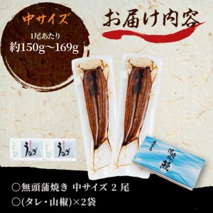 鹿児島県産 伊崎田のうなぎ蒲焼 中＜150g以上＞× 2尾(計300g以上) うなぎ 鰻 ウナギ 国産 鹿児島県産 九州産 蒲焼き 冷凍 うな重 ひつまぶし a5-223