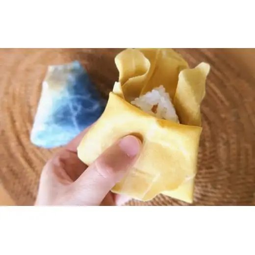 藍染草木染エコラップ3枚セット（S，M，L) 藍染、茜染め、やまもも染めセット